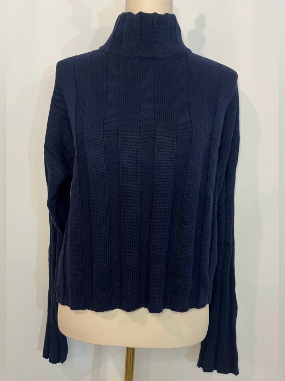 J.Crew knit Ribbed cotton mockneck sweater in navy - Picture 8 of 11